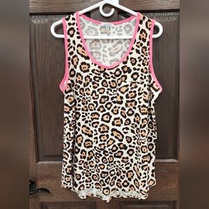 White Birch Leopard Print Top with Pink Accents